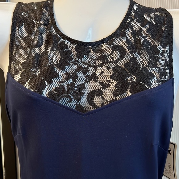 Heloise Scuba Blue/Black Lace top Dress.  Size L. - Picture 2 of 8